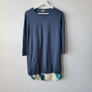 COS women's mixed media tunic top size M in blue abstract art in the back